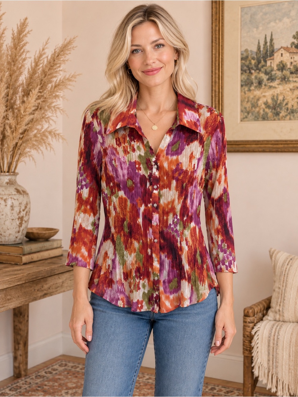 Allison Taylor Multi-Color Floral Button-Down Shirt